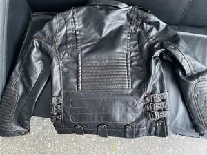 Chaqueta de Cuero Genuino para Hombre, Estilo Motociclista, Impermeable, con Cuello Camisero y Cierre, Cortavientos, Informal, para Invierno - Product Image 4