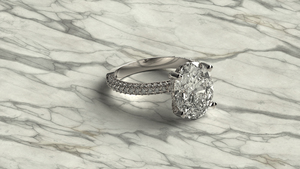 Anillo de Compromiso Solitario con Diamante Cultivado en Laboratorio de Corte Ovalado Chapado en Oro de 18K y 14K, Banda con Micro Pavé de Diamantes Redondos, Joyería para Mujer - Product Image 3