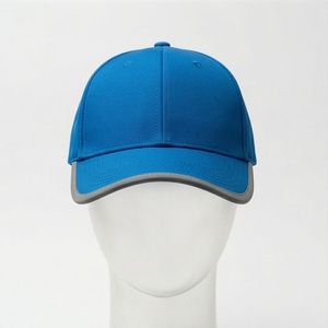 Gorra de Béisbol Azul de 6 Paneles con Ribete Gris, Ajustada, Unisex, Informal, de Color Sólido, Tela Twill, para Primavera/Verano - Product Image 1