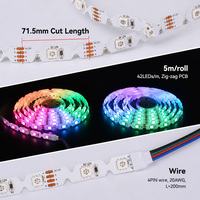 Bande lumineuse LED en cuivre SMD5050 RGB pleine couleur, DC 24V/12V, changement de couleur, forme en S, zigzag, 5M, découpable, IP65, étanche, contrôle par application