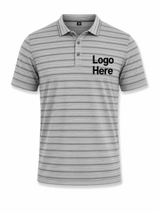 Polo a Rayas para Hombre, Manga Corta, 100% Poliéster, Tejido Transpirable, Corte Regular, Casual, con Logotipo en el Frente - Product Image 2