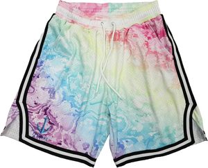 Shorts dégradés en maille pour hommes avec imprimé pieuvre et ancre, taille à cordon de serrage, shorts de sport décontractés - Product Image 5