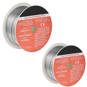Filo per saldatura MIG Flux Core E308LFC O 0,03 pollici 2 libbre senza gas in acciaio inossidabile a bassa schizziatura per tutte le posizioni per acciaio dolce - Product Image 1