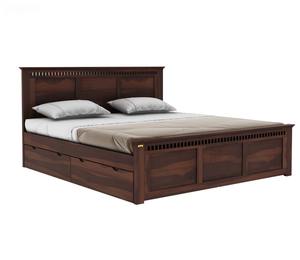 Cama de madera de Sheesham artesanal más vendida con caja de almacenamiento lateral, tamaño King, acabado en nogal, cama de madera, cama Royal India - Product Image 2