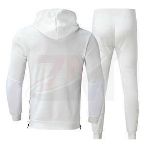 Conjunto Deportivo de Sudadera con Capucha para Hombre, Color Blanco y Negro, Bloques de Color, Manga Larga, Cordón Ajustable, Ropa Casual de Otoño, Material Transpirable de Poliéster y Algodón - Product Image 2