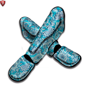 Protège-tibias de boxe pour entraînement de combat, protection de la cheville et du cou-de-pied, chauffe-jambes MMA Muay Thai, protège-tibias légers en PU - Product Image 5