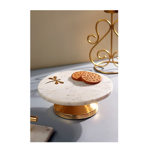 Pastry Decoration <b>Marble</b> And Brass <b>Cake</b> <b>Stand</b> Cookies and Snacks Platter Manufacture <b>Marble</b> <b>Cake</b> <b>Stand</b> - Product Image 1