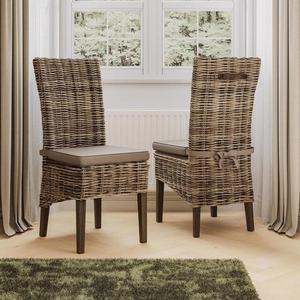 Rattan Wicker <b>Dining</b> <b>Chair</b> <b>Cushioned</b> Seat High Back Indoor Garden Side <b>Chair</b> for Home Apartment Balcony - Product Image 1