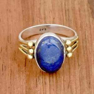 925 Sterling Silver Lapis Lazuli <b>Statement</b> <b>Ring</b> Oval Gemstone Gift for Women - Product Image 6
