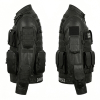 Veste en cuir véritable noire pour homme, personnalisable, style streetwear, multi-poches, épaisse, pour motard, vente en gros