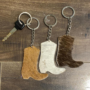 Porte-clés en cuir de vachette de conception de forme unique porte-clés en cuir de fourrure véritable porte-clés élégants nouveauté porte-clés de luxe - Product Image 6