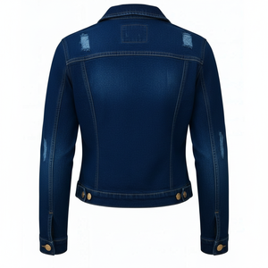 เสื้อแจ็คเก็ตยีนส์ผู้หญิง แห้งเร็ว รับผลิตตามแบบ OEM ขายส่ง - Product Image 2