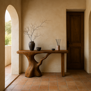 Mesa de Entrada Hecha a Mano, Mueble Consola Rústico con Borde Natural, Madera Sólida Moderna, Decoración Única para el Hogar - Product Image 4