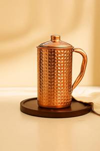 Pichet à eau en cuivre pur martelé de qualité supérieure, idéal pour le stockage d'eau ayurvédique et l'hydratation quotidienne, fabriqué en Inde - Product Image 6