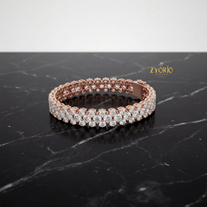 Sterling Silver Classic Double Row Lab Grown Diamond Statement <b>Bracelet</b> Elegant Sparkling Luxury Jewelry Women Wedding Gift - Product Image 1