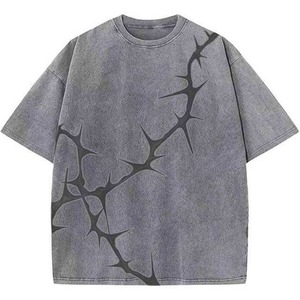 เสื้อยืดผู้ชายทรงปกติ สีเทา พิมพ์ลายหัวใจหนาม แขนสั้น คอกลม ผ้าฝ้ายเจอร์ซีย์ ระบายอากาศได้ดี น้ำหนัก 220 กรัม - Product Image 2