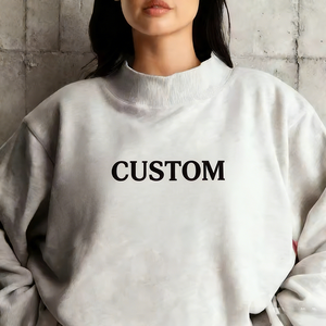 Women's Oversized White Sweatshirt Pink Custom Letter Print Drop-Shoulder Crew Neck Knitted Cotton Autumn Style - Product Image 3