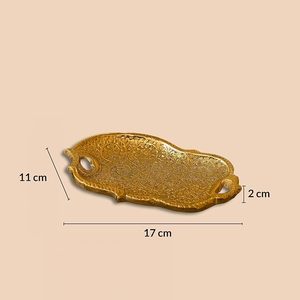 Golden Art Deco Decorative Serving Tray Heat Resistant Handle Gold-Plated Aluminium Platter for Home Decor Coffee <b>Table</b> Wedding - Product Image 2