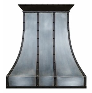 Hotte murale en acier zingué brossé, faite à la main, décorative, pour cheminée de cuisine, cache-vent et cache-cheminée, best-seller - Product Image 1