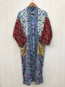 ชุดเดรสวินเทจสไตล์ลำลอง ผ้าไหมแท้ 100% คิโมโน ดีไซน์คอวี แขนยาว ชุดนอนสุดพิเศษ ชุดลำลอง ชุดคลุมบิกินี่ - Product Image 3