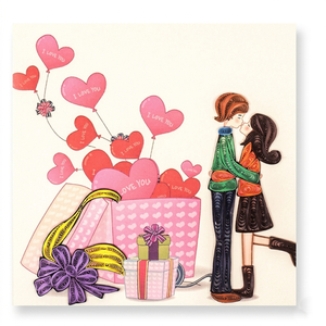 Tarjeta de Quilling con Tema Romántico de Pareja Abrazada, Te Amo, Tarjeta de Felicitación Hecha a Mano con Sobre, Regalo para Enamorados - Product Image 2