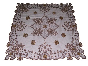 Embroidered Net Organza <b>Square</b> Floral Center Table Cover Elegant Sheer <b>Tablecloth</b> Intricate Hand Embroidery Premium Decorative - Product Image 3
