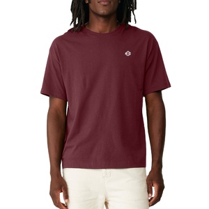 Camiseta de Cuello Redondo de Algodón Borgoña para Hombre, Manga Corta, Lisa, Informal, para Marca Privada y Suministro al por Mayor - Product Image 1