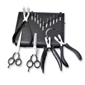 Kit d'outils pour extensions de cheveux en acier inoxydable, avec micro-anneaux, ciseaux, pinces et accessoires pour l'installation et le retrait - Product Image 1