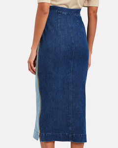 Women Cloth Skirt Two Tone Latest Long Denim Skirt Design Maxi Jeans Women's Skirt - Product Image 3