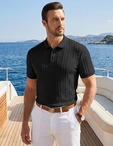เสื้อโปโลผู้ชาย Vortex Knit แขนสั้น ผ้าทอเนื้อสัมผัสพิเศษ ยืดหยุ่นได้ เหมาะสำหรับเล่นกอล์ฟ ใส่เที่ยวทะเลช่วงฤดูร้อน - Product Image 5