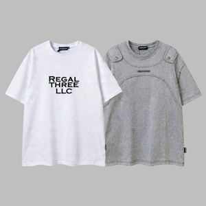 T-shirt d'été oversize de haute qualité pour homme, col rond imprimé, épaules tombantes, T-shirt tendance pour homme - Product Image 1