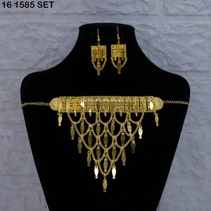 Gold Plated Brass Islamic Religious Jewelry Set for Women-Classic Stylish Design Engagement <b>Wedding</b> Eid Imitation Jewelry Sets - Product Image 5