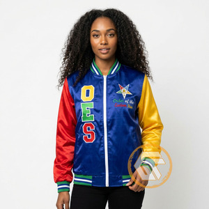 Order Eastern <b>Star</b> Satin Embroidered Quilted Waterproof Quick Dry 100% Silk Varsity <b>Jacket</b> High Quality Breathable Autumn GREEK - Product Image 4