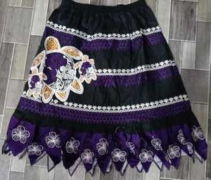 Faldas Personalizadas de Micronesia, Hawái y Guam, Corte en A, Bordado Floral, Estampado Floral, Falda Bordada Micronesa de Alta Calidad, Verde Azulado - Product Image 6