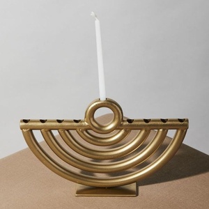 Menorá de metal negro con base de mármol, candelabro de 9 ramas para Hanukkah, candelabro judío moderno, decoración elegante para mesa, centro de mesa festivo. - Product Image 3