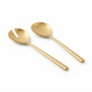 Luxury Gold Hammered Salad <b>Server</b> Set Stainless Steel Metal Serving Spoon Fork for Wedding Hotel Restaurant <b>Buffet</b> Utensils - Product Image 1