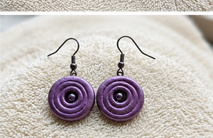 Purple Plated <b>Polymer</b> Clay Spiral Drop Earrings Handmade Beaded Dangle Ear Jewelry for Women Gift Party Wear - Product Image 6