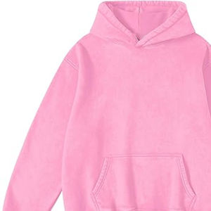 Sudaderas con Capucha de Algodón Lavado al Ácido Rosa para Mujer, MOQ Bajo, Manga Larga, Transpirables, Tallas Grandes, Ropa Informal de Invierno - Product Image 3