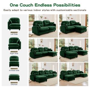 Elegante Divano a Due Posti in Tessuto Chenille Trapuntato, Divano Componibile Cloud con Schiuma ad Alta Densità, Design Ergonomico, Facile da Installare per Soggiorno - Product Image 5