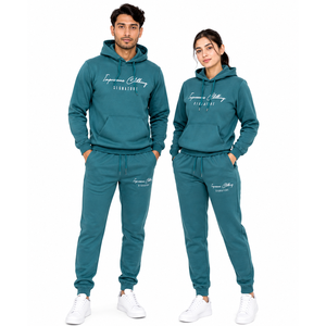 Ensemble de survêtement personnalisé 100% coton léger et écologique, 2 pièces, vêtements de sport en molleton unisexe, chaud, respirant et élastique - Product Image 1