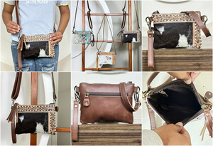 Bolso Bandolera Pequeño de Cuero Vacuno Hecho a Mano Personalizado, Bolso Bandolera con Diseño Floral Estilo Western con Correa para la Muñeca y el Hombro para Mujer - Product Image 3
