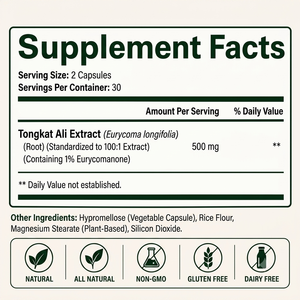 Cápsulas de Extracto de Tongkat Ali de Alta Potencia, 100% Naturales, Grado Alimenticio, Apoyan la Vitalidad y el Bienestar General - Product Image 2