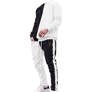 Customised Panel Black white slim fit <b>men</b> clothing <b>track</b> suits jogging custom jogger sets <b>for</b> <b>men</b> gym clothing <b>jacket</b> - Product Image 1