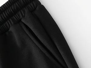 Men's Black Sweatpants Mid Waist Drawstring Casual Joggers Pockets Autumn Wear Loose Breathable Thermal-lined Knitted Cotton - Product Image 5