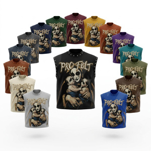 100% Cotton High Quality Screen Printed Sleeveless Tank Top Punk Rock Streetwear Summer Fitness Sports Fashionable T Shirts Men - Product Image 1