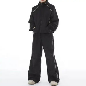 Survêtements amples à col montant et manches longues avec capuche amovible, tenue de sport et de mode, ensemble 2 pièces pour hommes - Product Image 1
