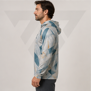 Camisa de Pesca con Capucha y Estampado Geométrico Personalizado, Manga Larga, UPF 50, Secado Rápido, Unisex, Sudadera de Pesca Sublimada - Product Image 2