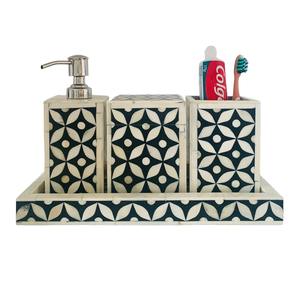 Ensemble de salle de bain 2 pièces en nacre : boîte à mouchoirs, distributeur de savon, gobelets, plateau à accessoires, plateau à petits accessoires assorti - Meilleure Offre - Product Image 3