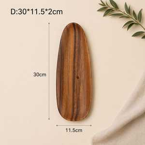 Plateau de service en bois d'acacia, assiette à dîner en bois naturel, vaisselle en bois personnalisée, assiette en bois en gros, assiette en bois faite à la main - Product Image 2
