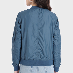 Women's Bomber Jacket Casual <b>Coat</b> Zip up Outerwear Lightweight Windbreaker Bomber Jackets with Pockets And Ribbed Cuff Jacket - Product Image 2